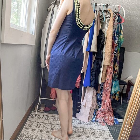 Lilly Pulitzer Blaire Shift Dress Sleeveless True Navy 4 - Picture 3 of 11